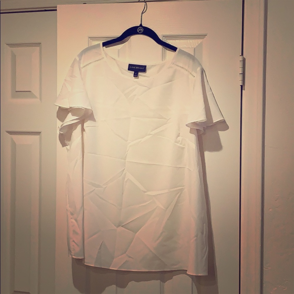 Ivory blouse with flutter sleeve